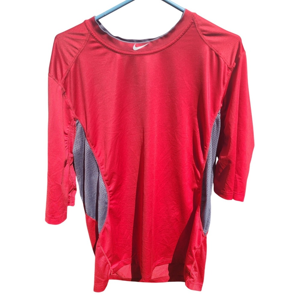 Nike Pro Combat Dri-FIT MLB Authentic Collection Red 3/4 Sleeve Shirt Mens XL